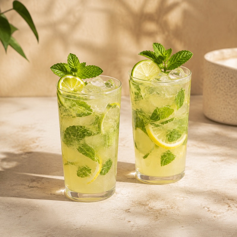 Lemon and mint drink in the Resto menu